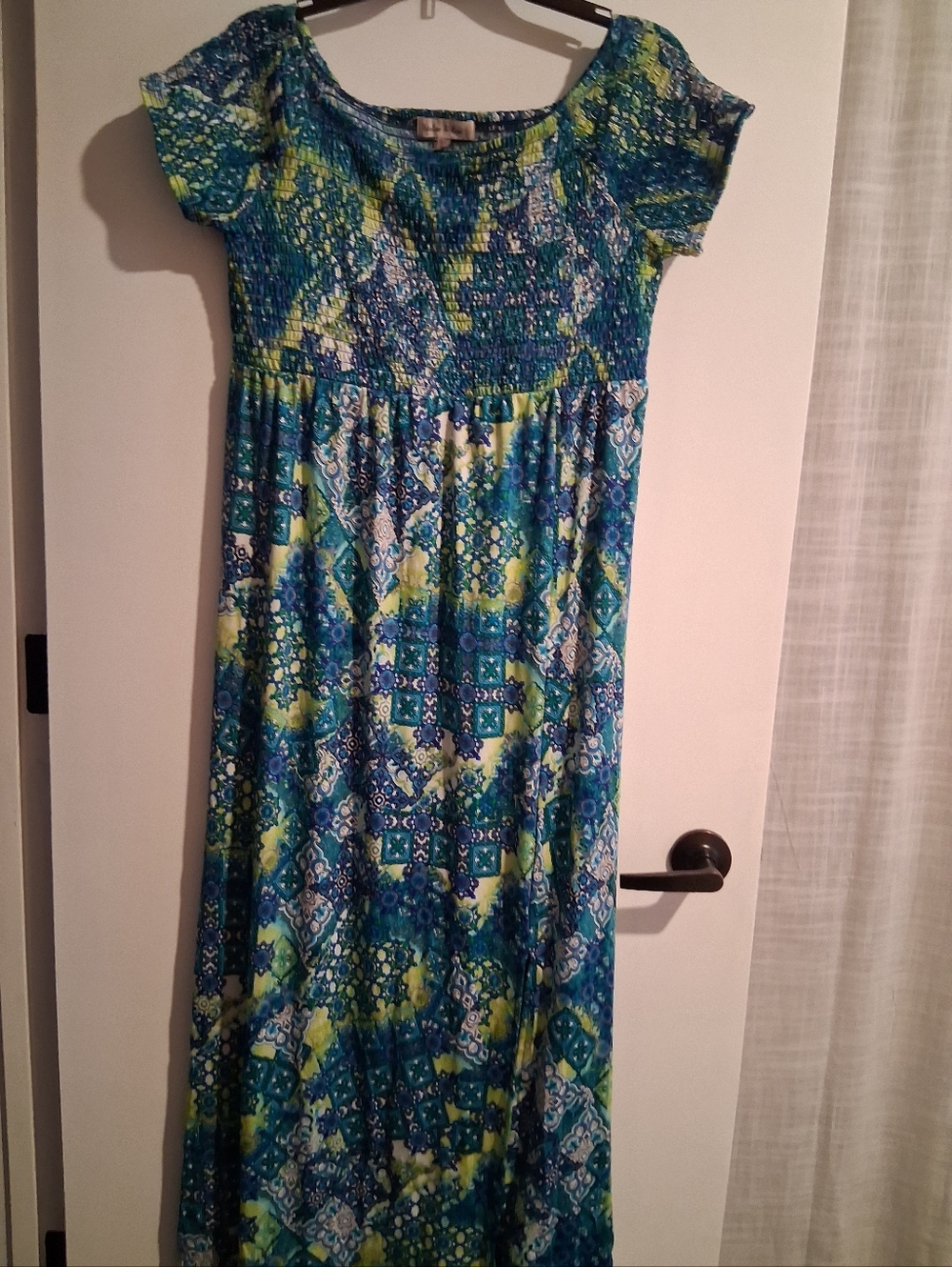 Harlow & Rose Blue & Lime Patterned Maxi Dress